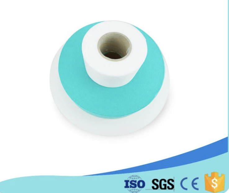 Ysgafn Gwyrdd Golau Glas Lliw Caffael Haen Rhôl Ffabrig Heb Wehyddu Deunydd Crai Ar gyfer Napcyn Glanweithdra ADL